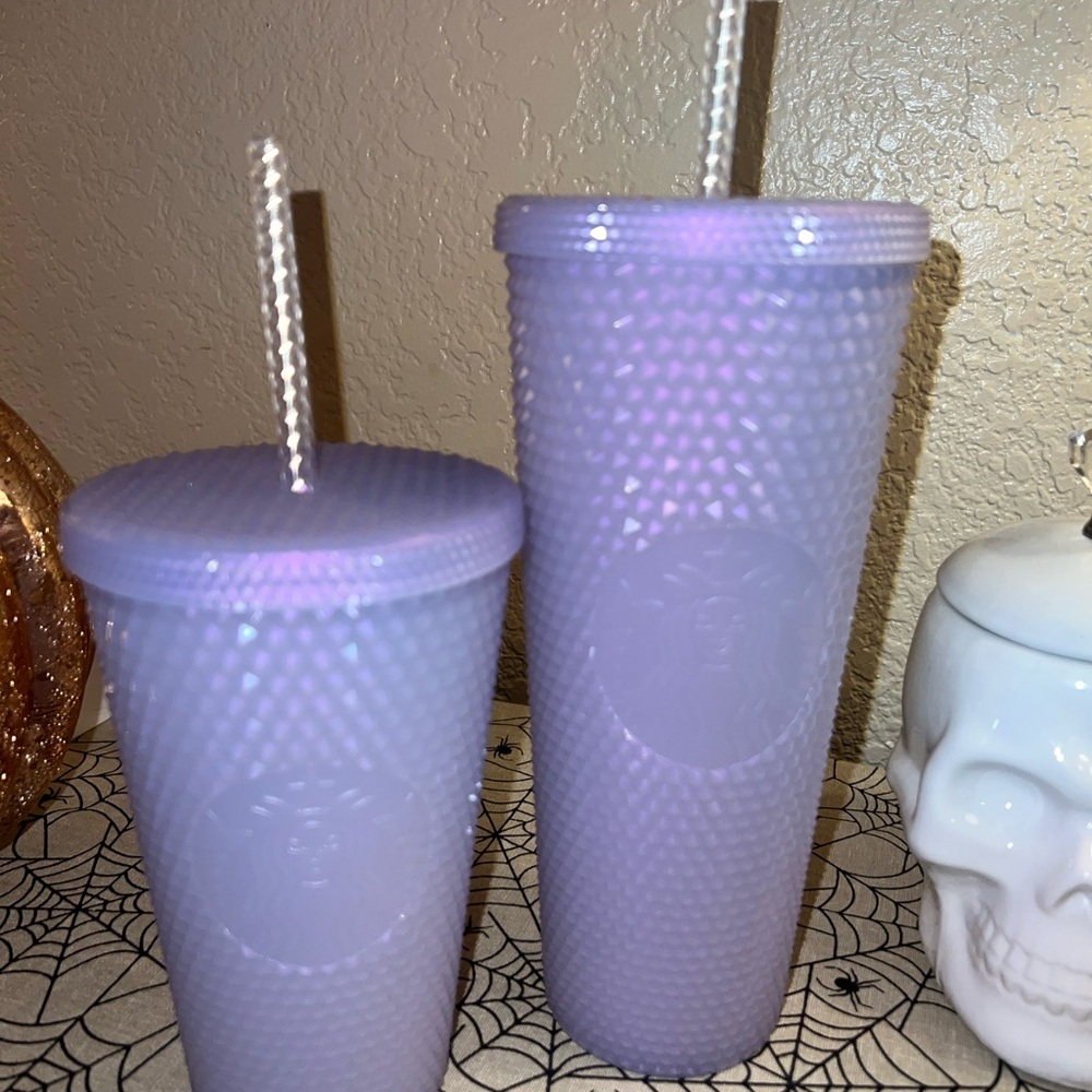 Starbucks Pastel Purple Studded Cold Cup Pair with Straws venti grande